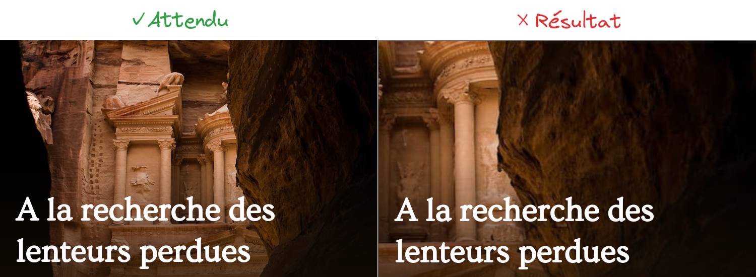 Comparaison face à face des deux méthodes de selection des images : sur le premier exemple on voit toute la photo, sur le deuxième l'image est floue, trop zoomée et mal centrée