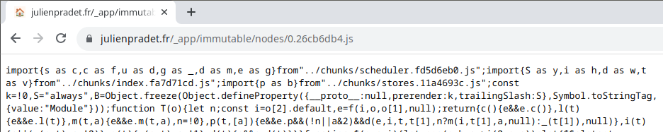 Contenu d'un fichier JavaScript minifié: code sur une seule ligne qui ne ressemble en rien à celui que lae dev a écrit